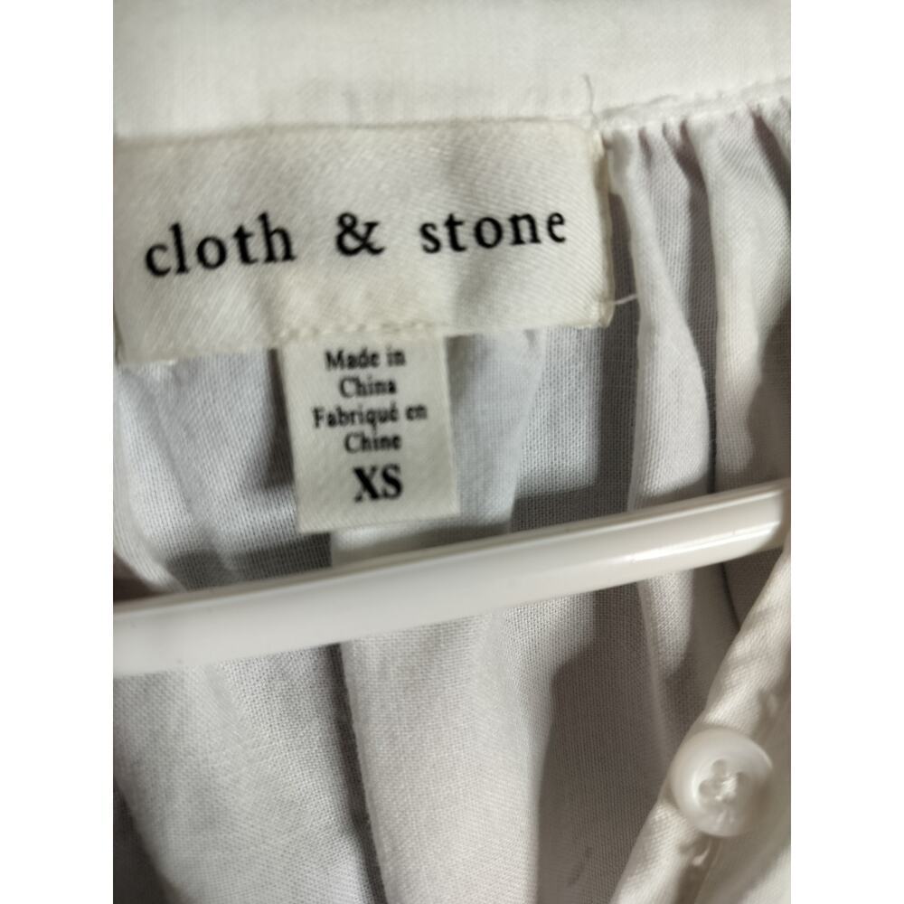 3467) Anthropologie Cloth & Stone White Long Sleeve Splitneck Henley Shirt XS - Picture 7 of 9